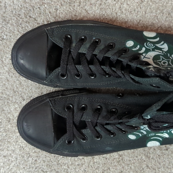 Custom OOAK Converse Monochrome Black Hi Tops Sneakers Shoes 7.5 Men 9.5 Women - Picture 8 of 10